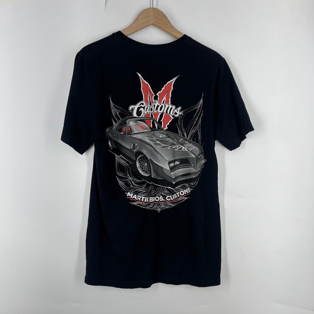 Martin Bros Customs Firebird Muscle Car Graphic T-Shirt Black Mens Size M